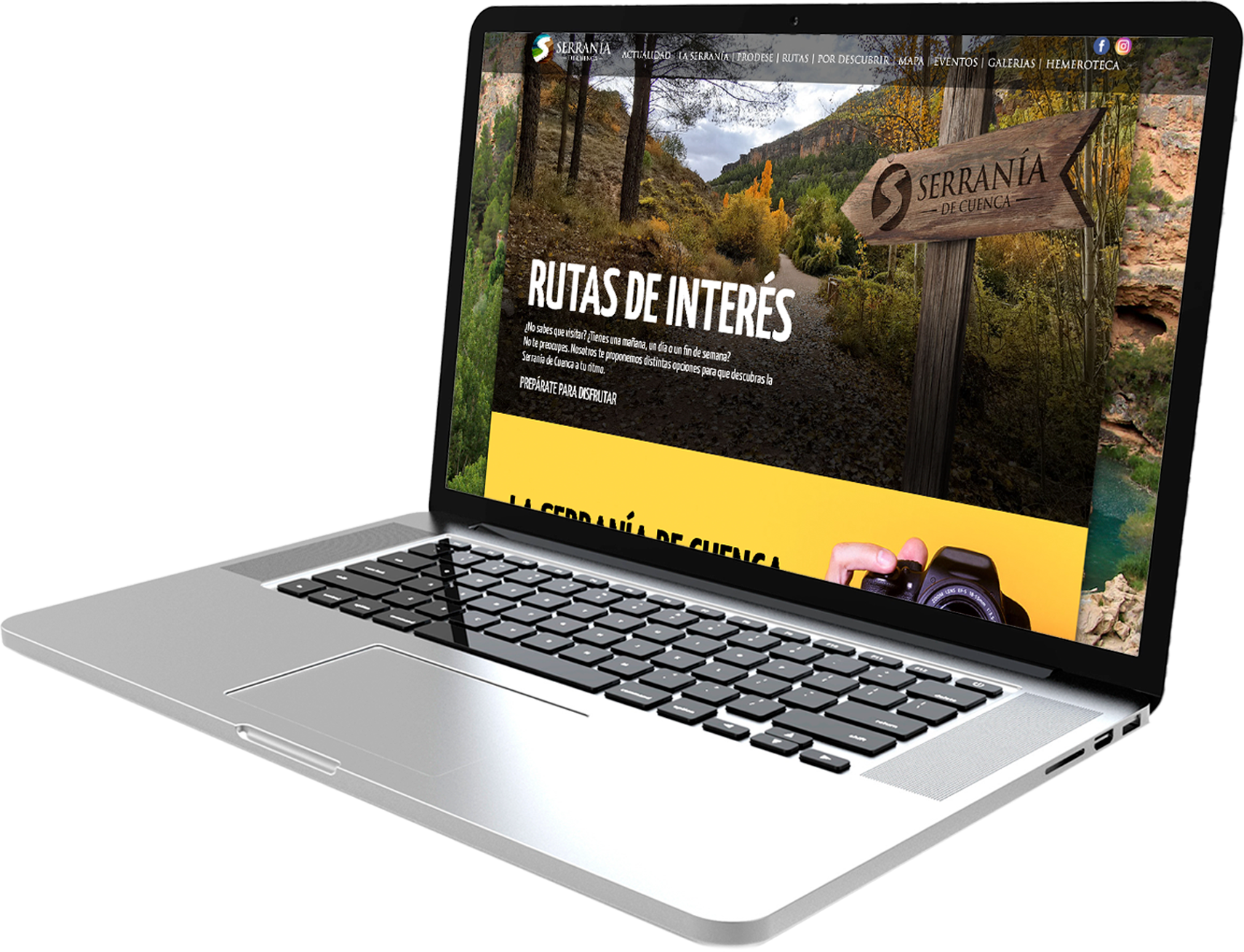 detalle ordenador mostrando portal de turismo